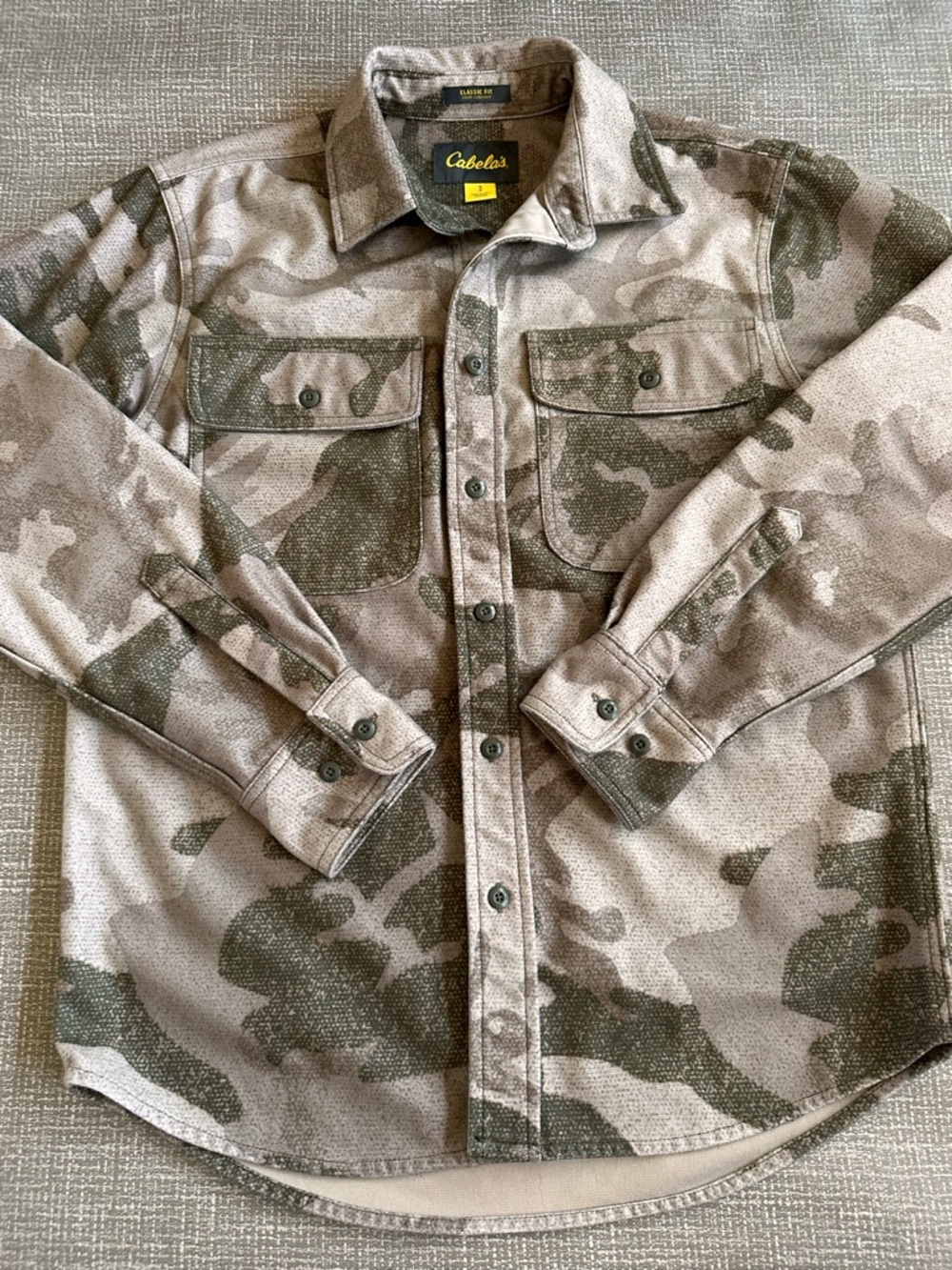 Cabela's Microtex Classic Button-Down Long Sleeve Shirt Outfitter Camo S